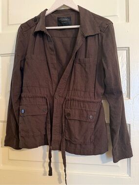 Sanctuary Olive / Dark Brown Utility Jacket with Front Pockets